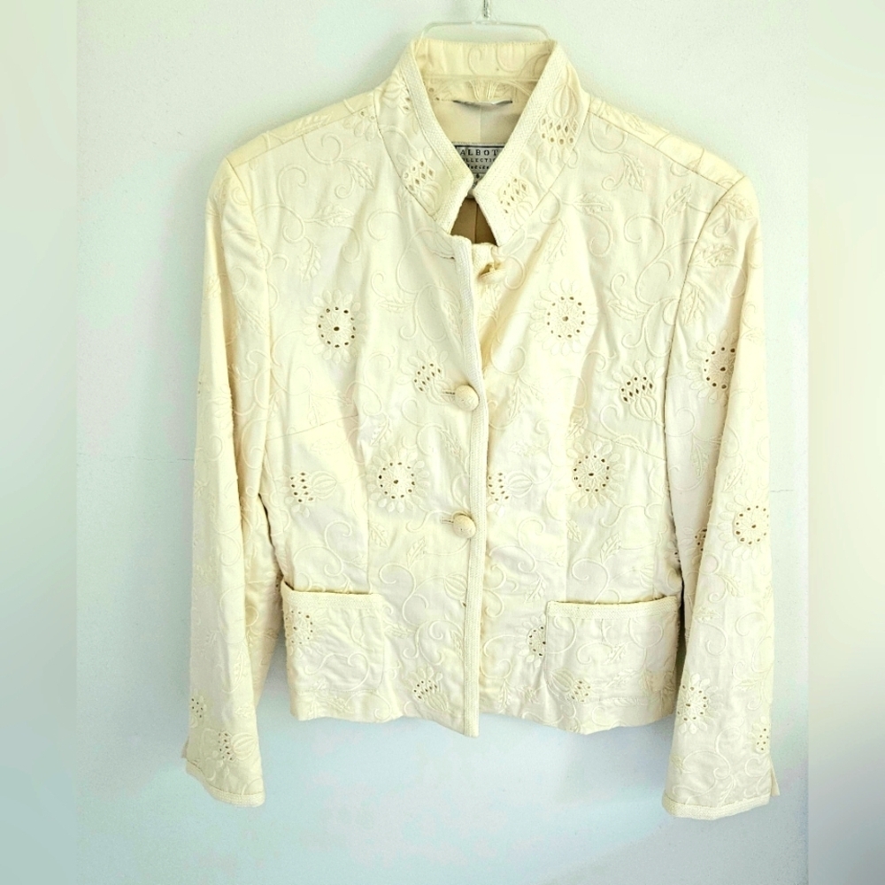 Talbots Embroidered Ivory Blazer